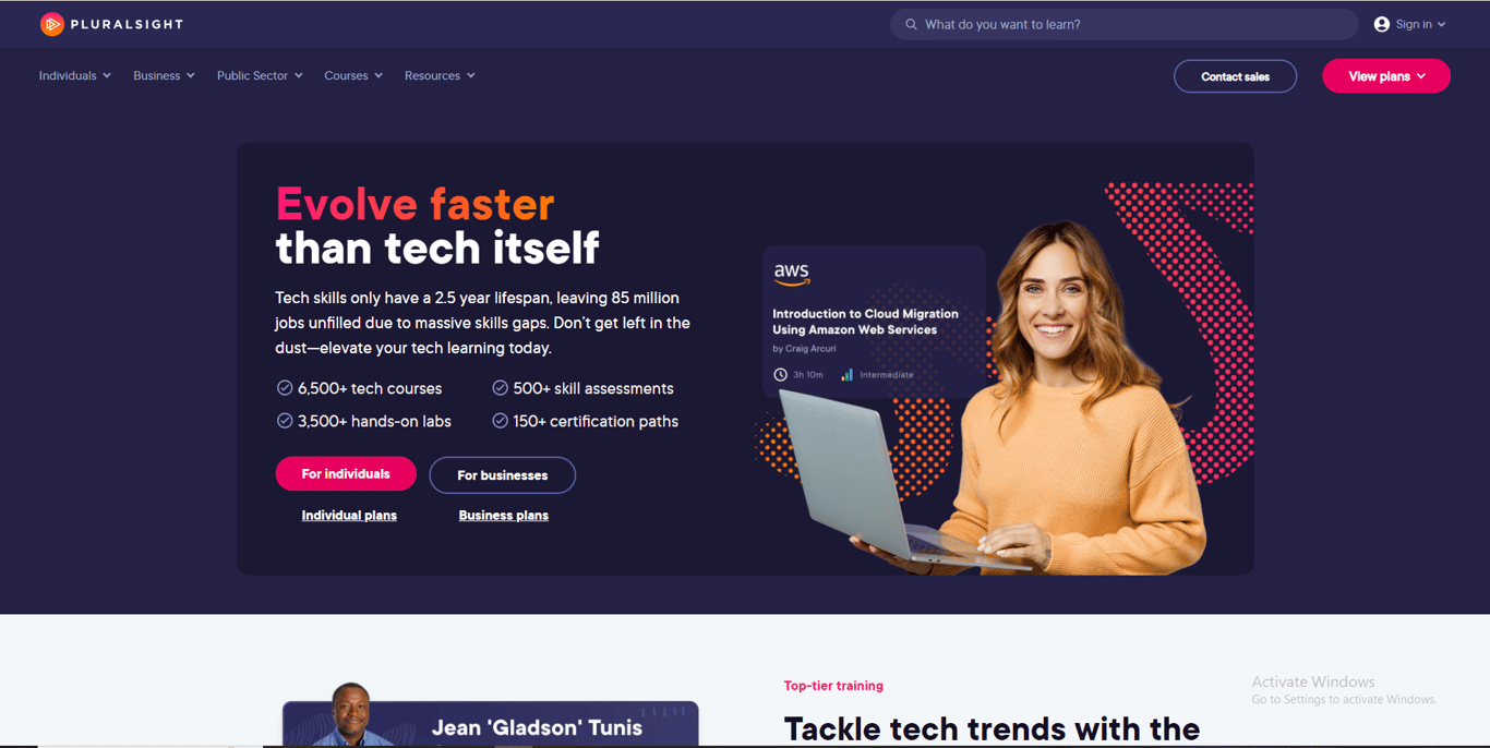 Pluralsight homepage