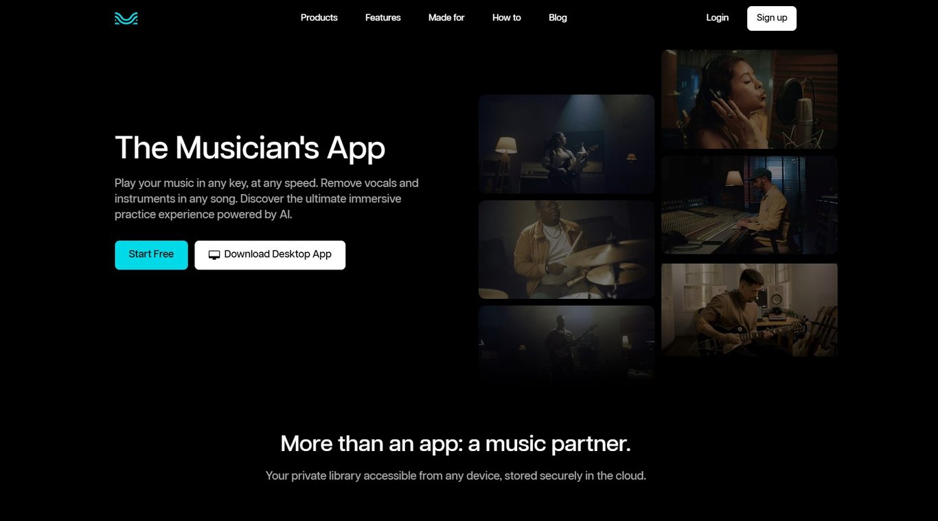 Official Moises App homepage with intuitive interface