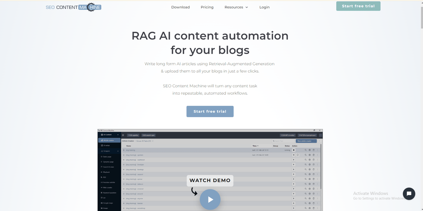 SEO Content Machine homepage