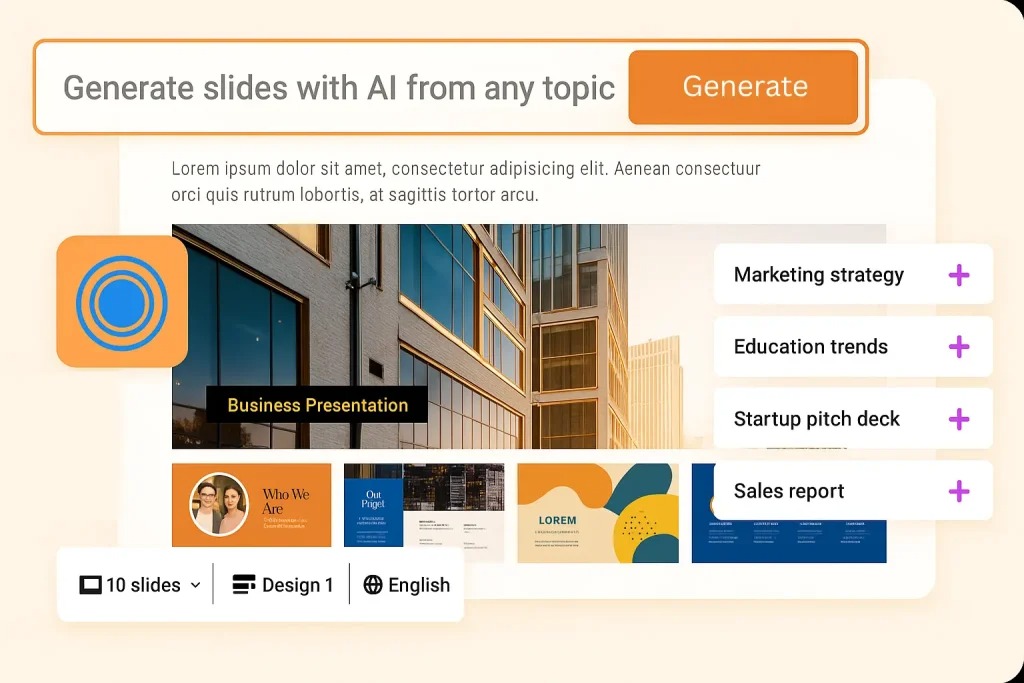 AI turning a single keyword into a complete slide presentation