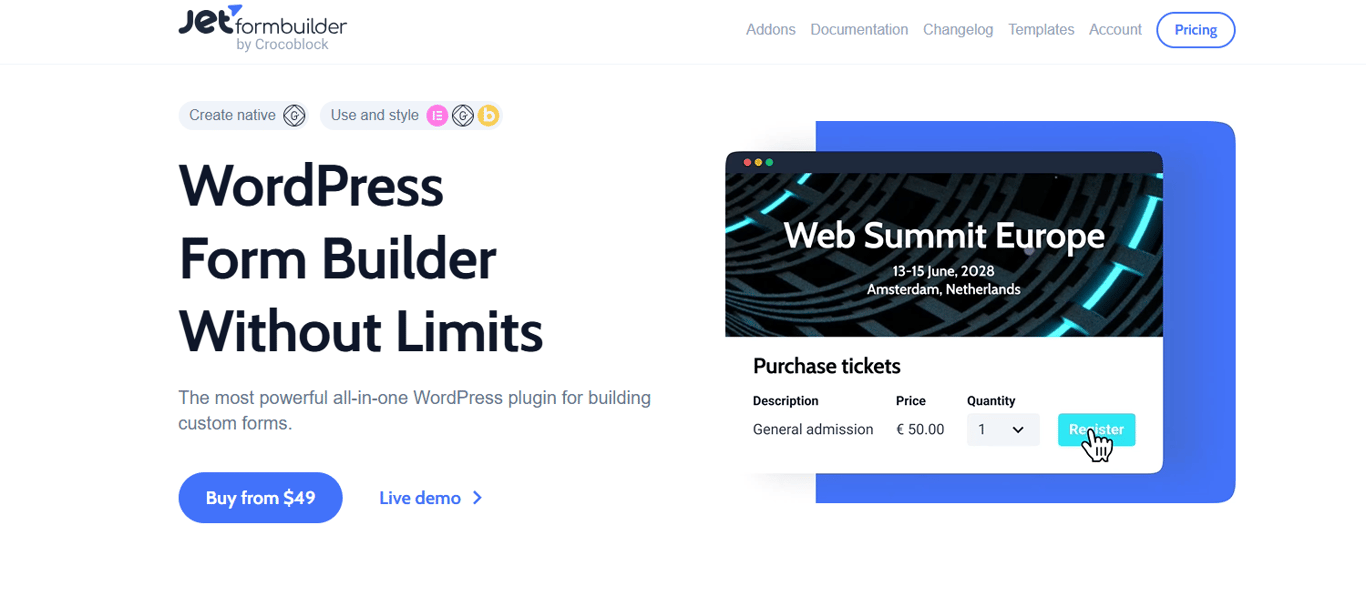 JetFormBuilder WordPress plugin for creating advanced dynamic forms and workflows