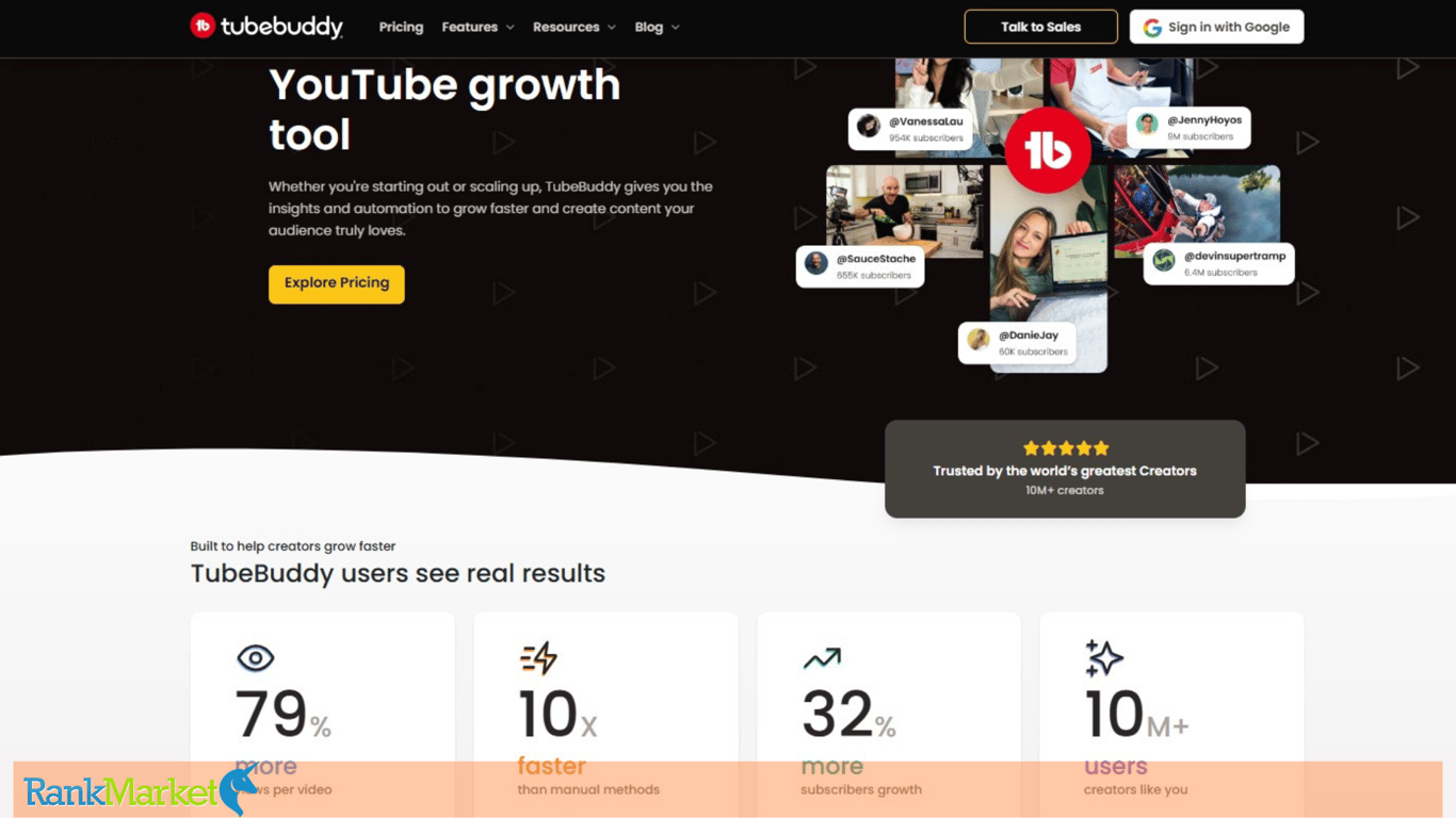 Tubebuddy Homepage