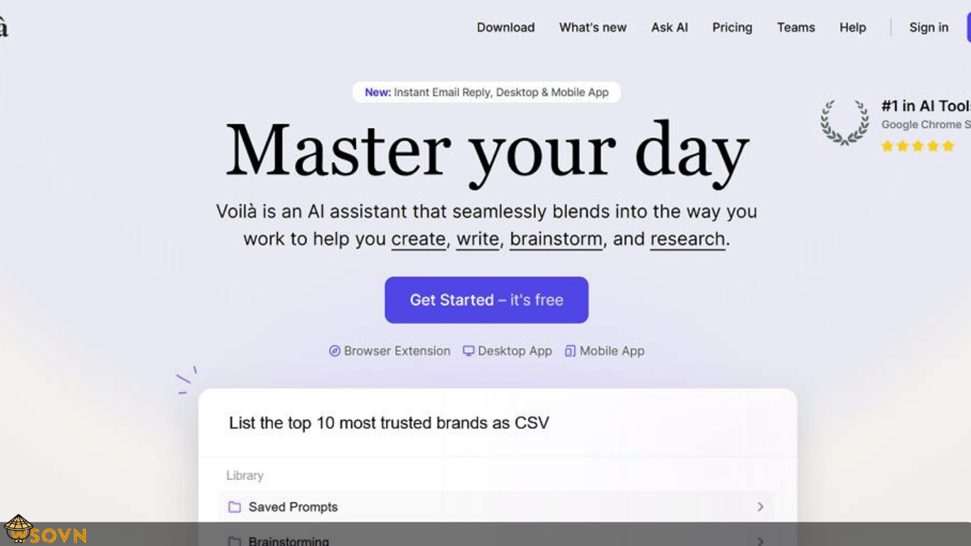 Giao diện trang chủ Voila AI
