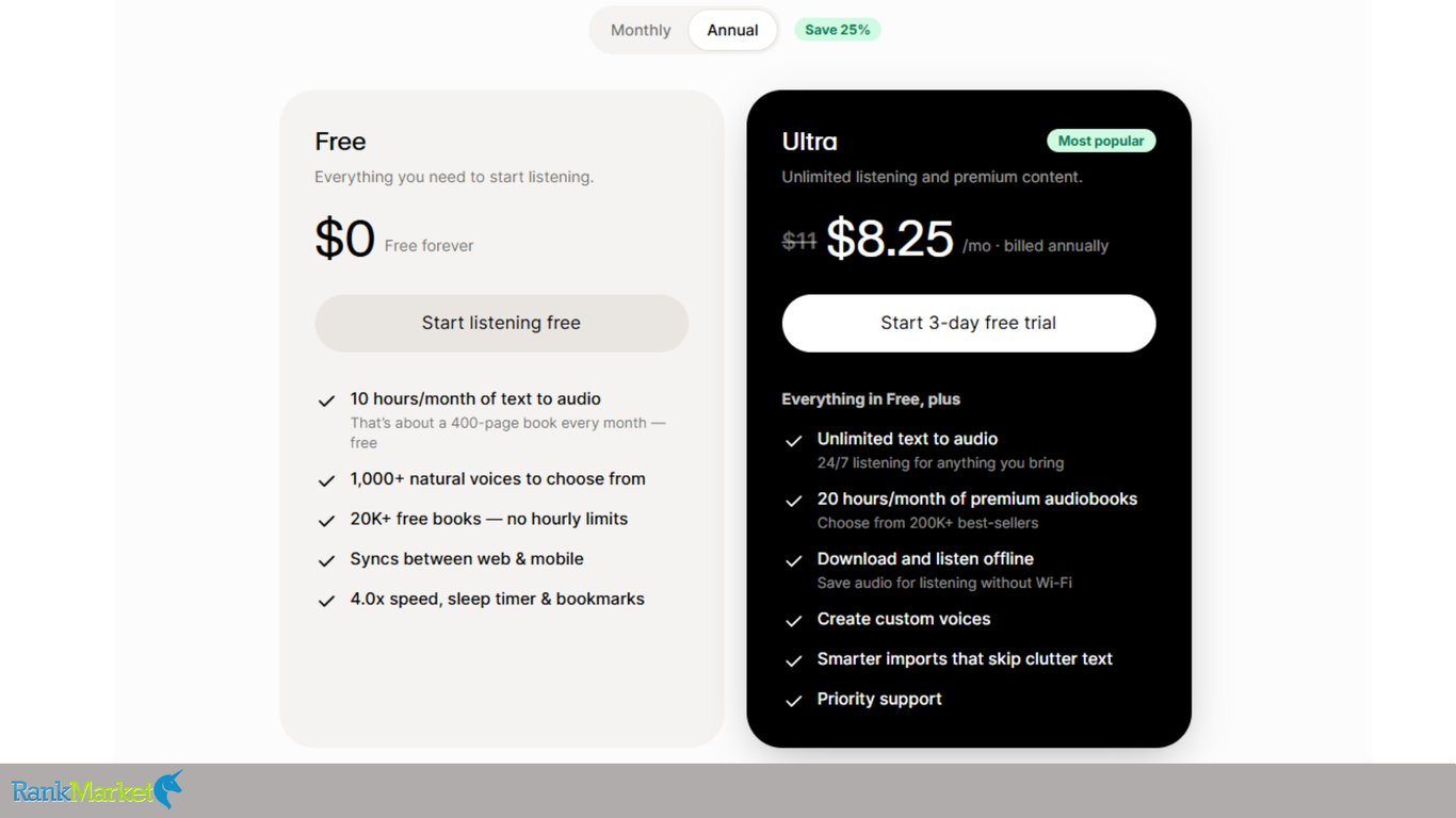 Pricing-Comparison-Table-Showing-The-Free-Plan-At-0-Dollars-And-The-Ultra-Plan-At-8-Point-25-Dollars-Per-Month-Billed-Annually-With-A-List-Of-Features-For-Each