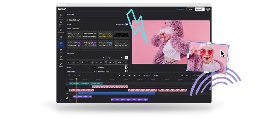 Video editor built into LOVO.AI Studio – Genny Pro