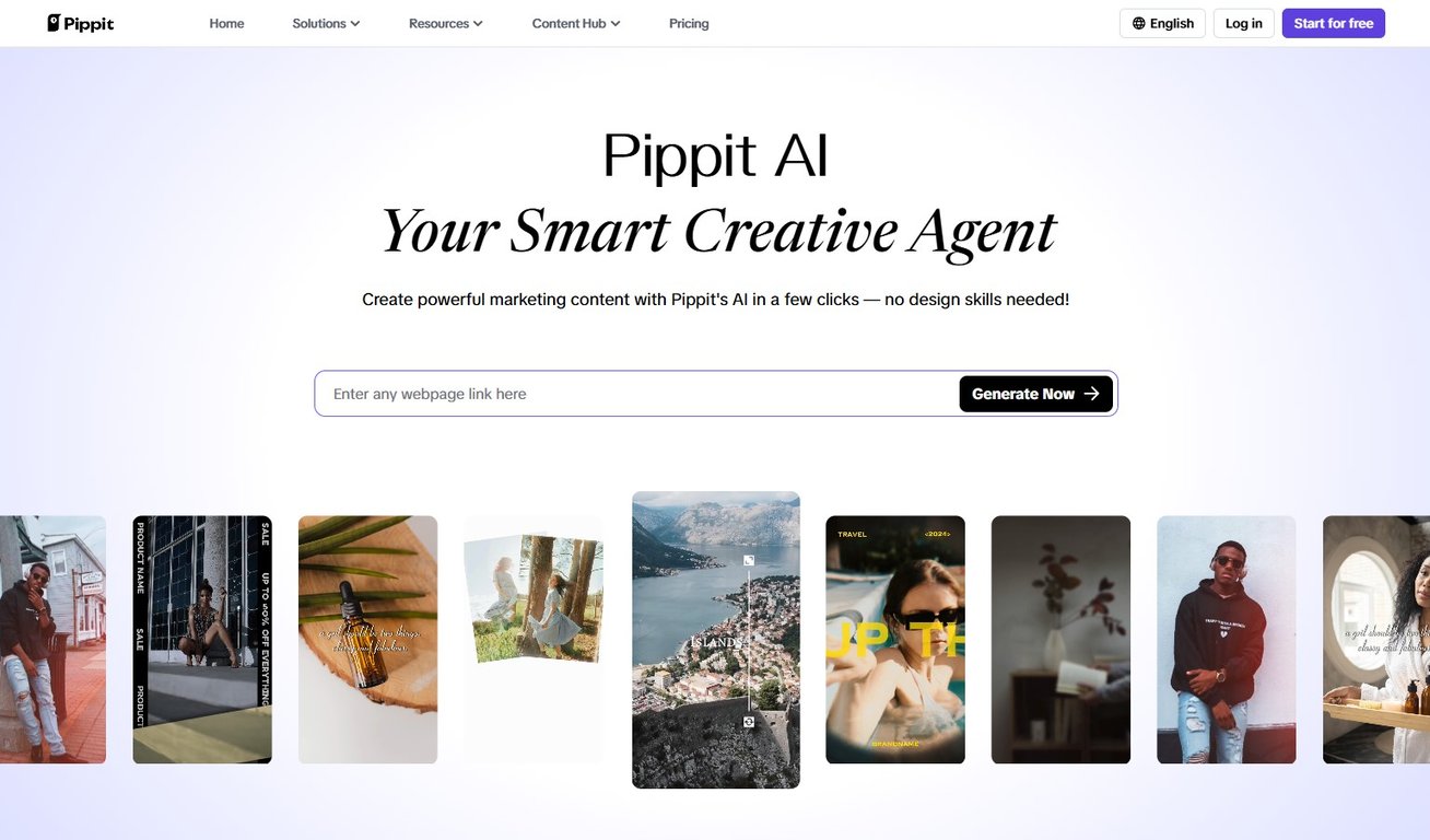 Homepage interface of Pippit AI tool from CapCut