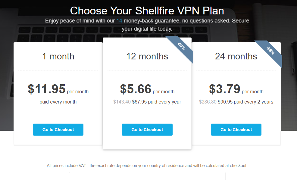 Shellfire VPN pricing and subscription plans