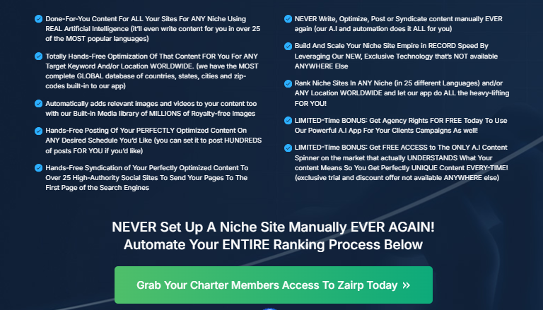 Zairp features
