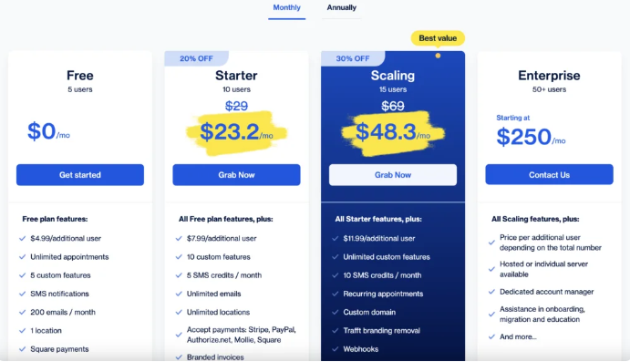 Trafft pricing plans