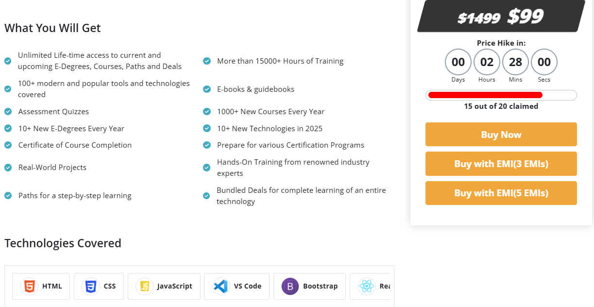 Educational-package-perks-and-supported-ide-software-logos-including-VS-Code-React-and-HTML5
