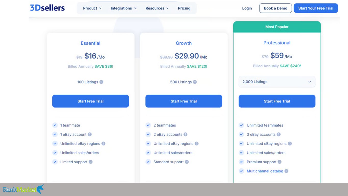 3Dsellers-Pricing-Plans-Comparing-Essential-Growth-And-Professional-Annual-Cards