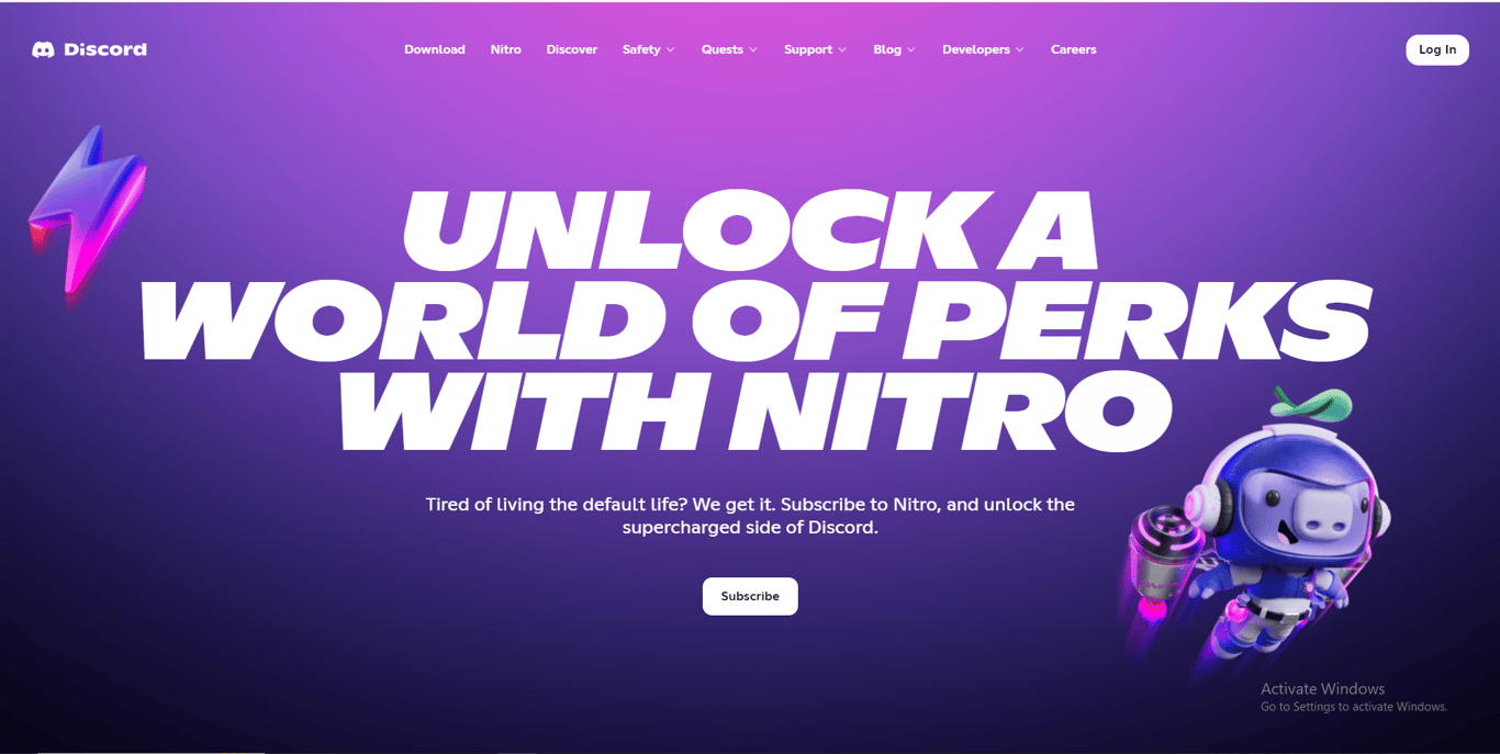 Discord Nitro homepage