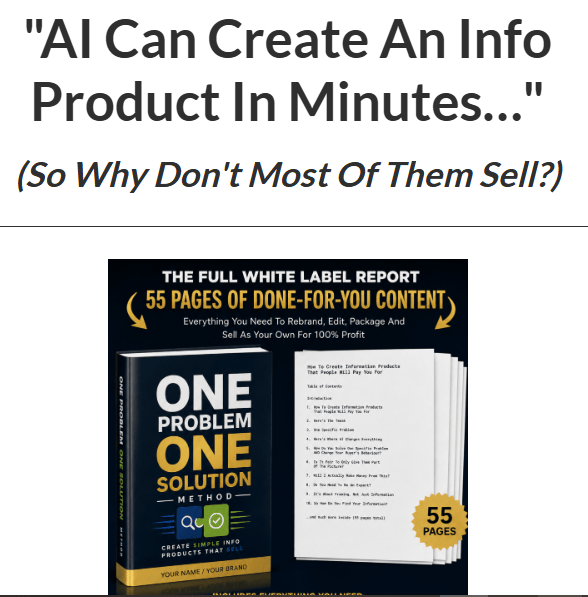 One-Problem-One-Solution-Method-fifty-five-pages-white-label-report-and-done-for-you-content-mockup