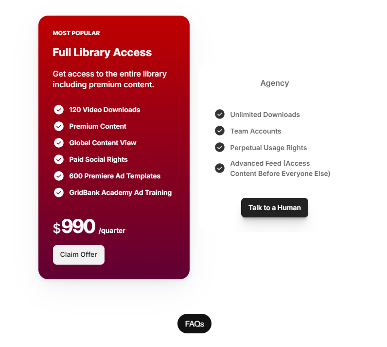 GridBank pricing and subscription plans