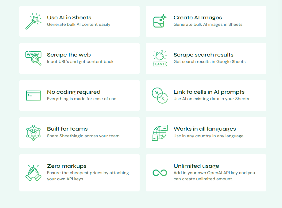 SheetMagic features