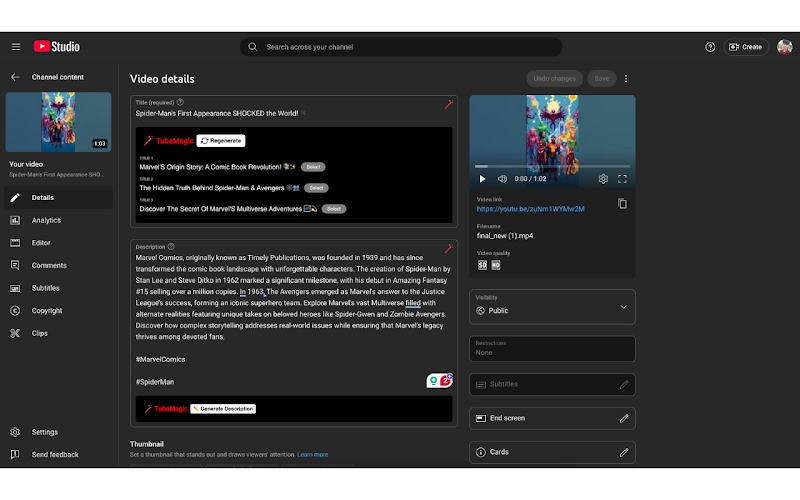 TubeMagic AI homepage full features view