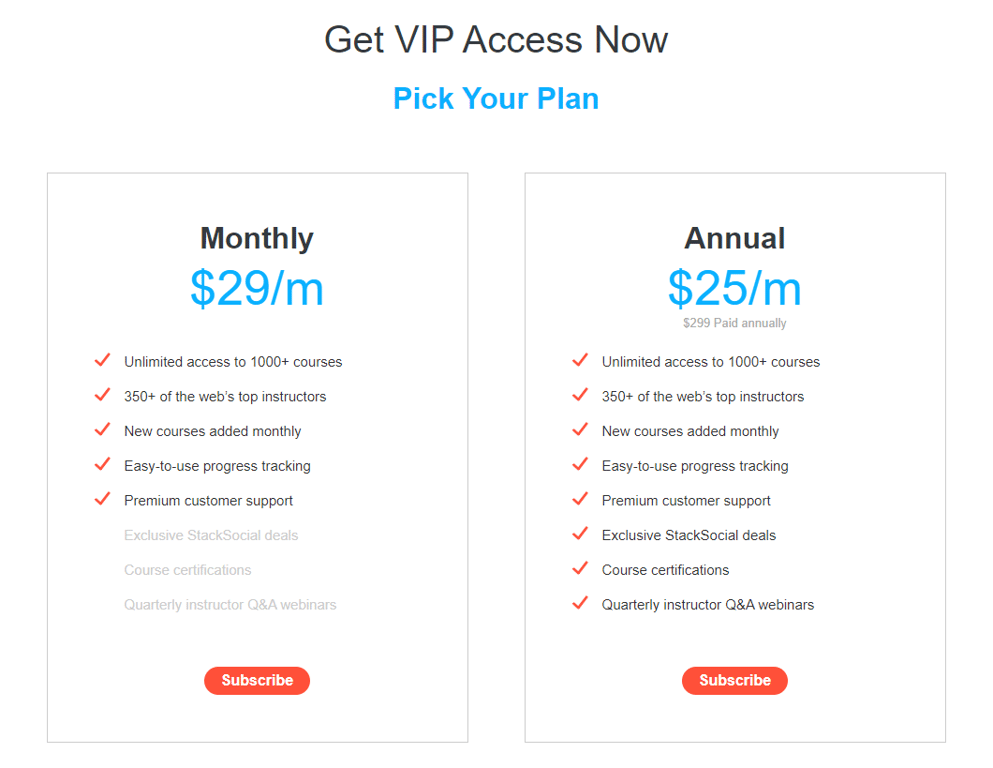 StackSkills pricing