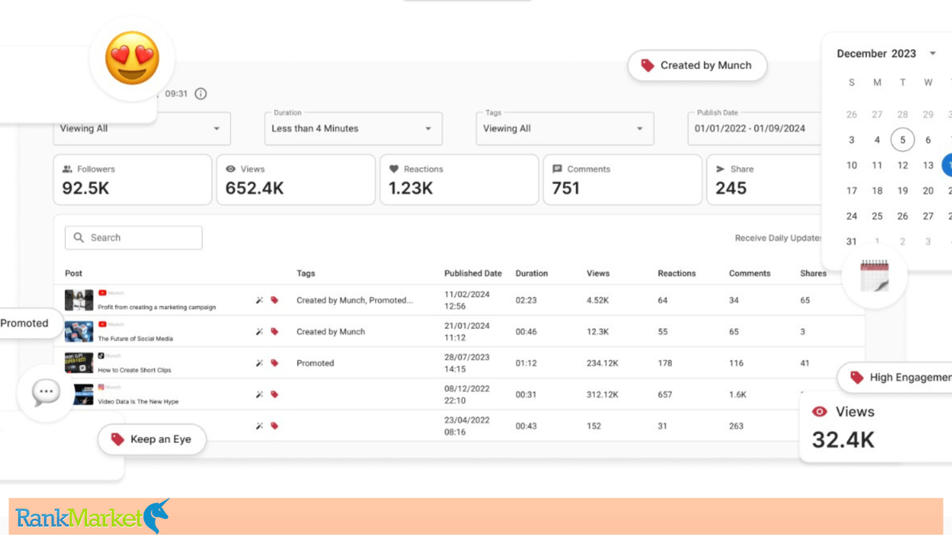Munch Homepage Interface, Ai Tool For Automatic Video Cutting And Splicing.