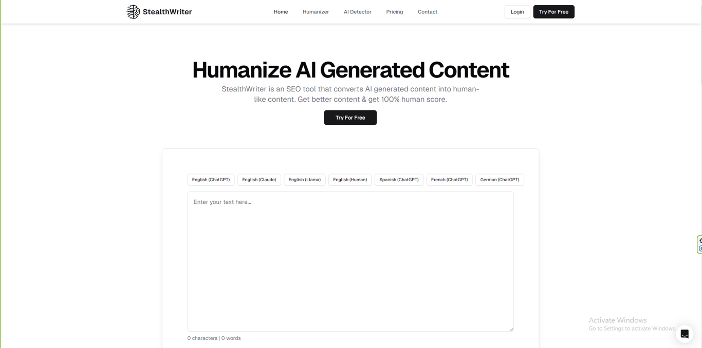 Stealth Writer homepage