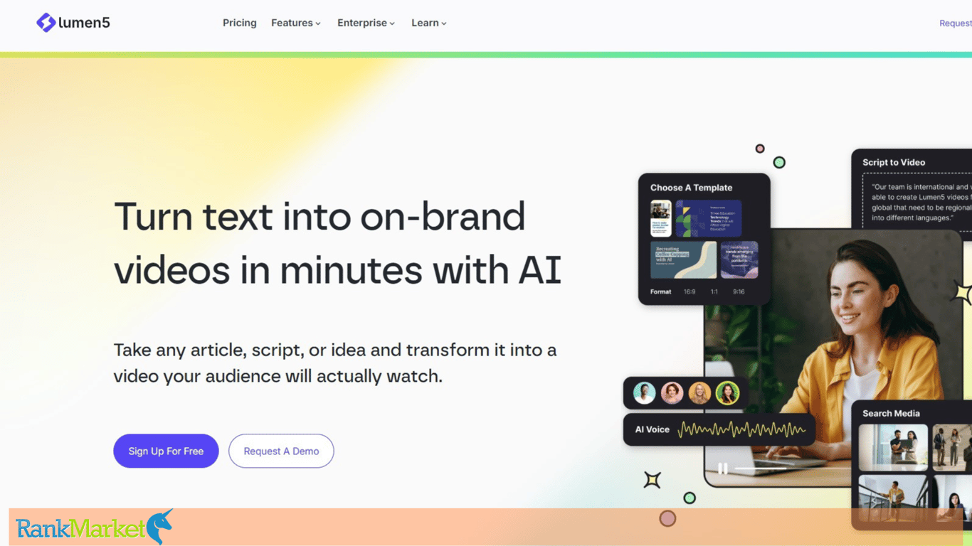 Lumen5 Homepage, Official Website For Creating Ai Videos From Text