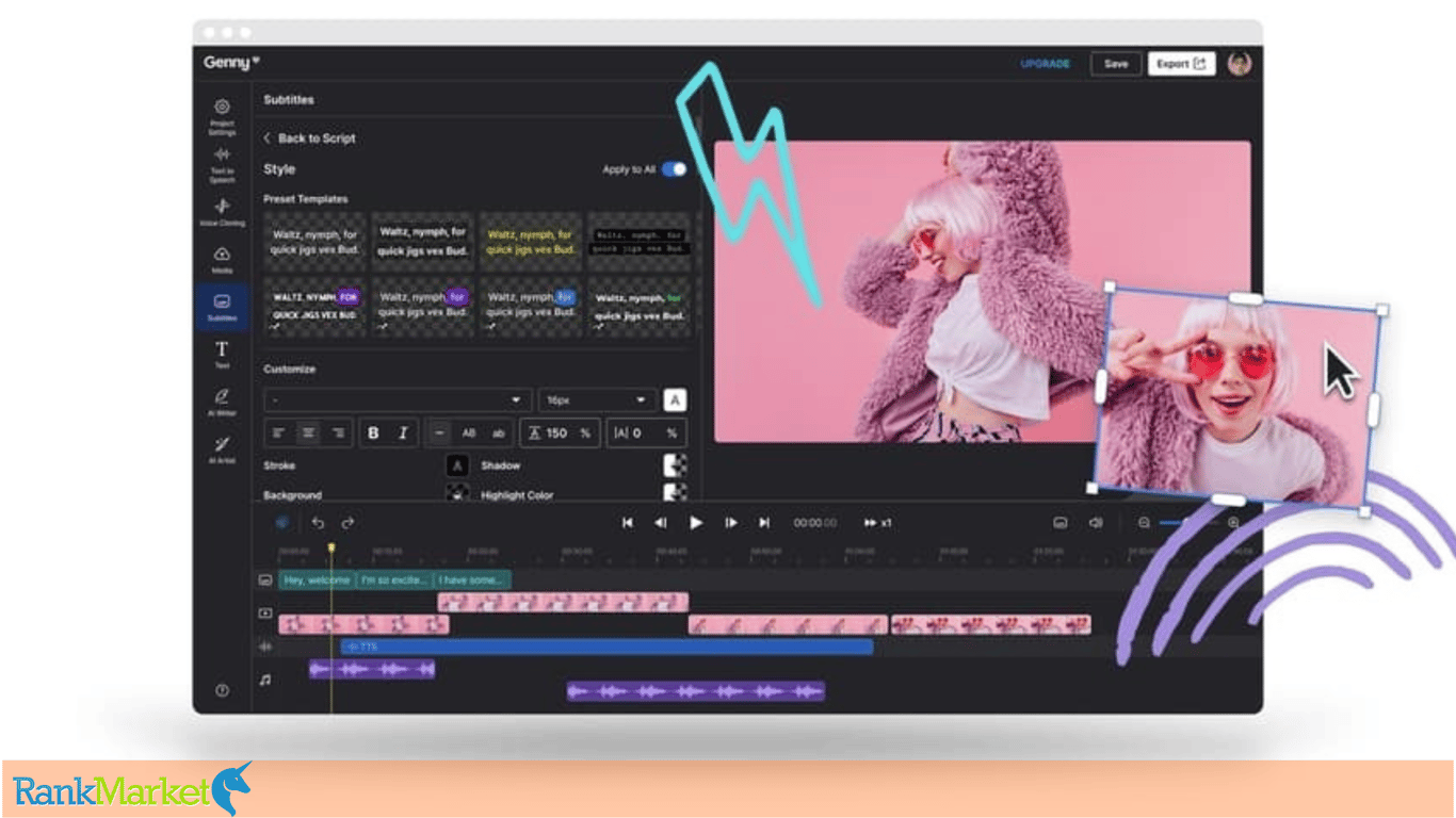 Video Editing Interface Right In Lovo.ai Studio – Genny