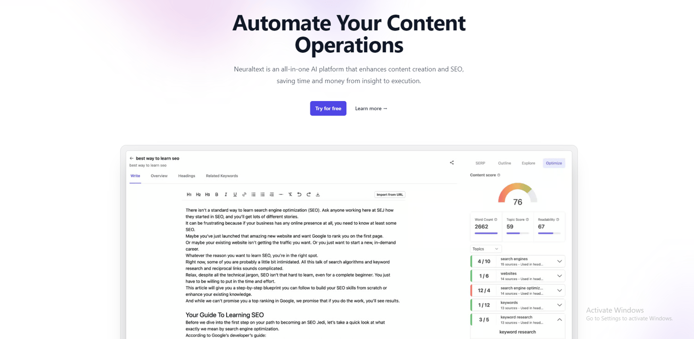 NeuralText homepage