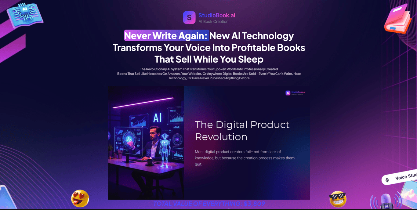 StudioBook AI homepage