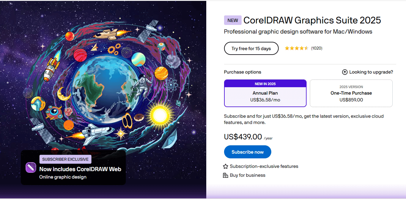 CorelDRAW subscription and pricing plans