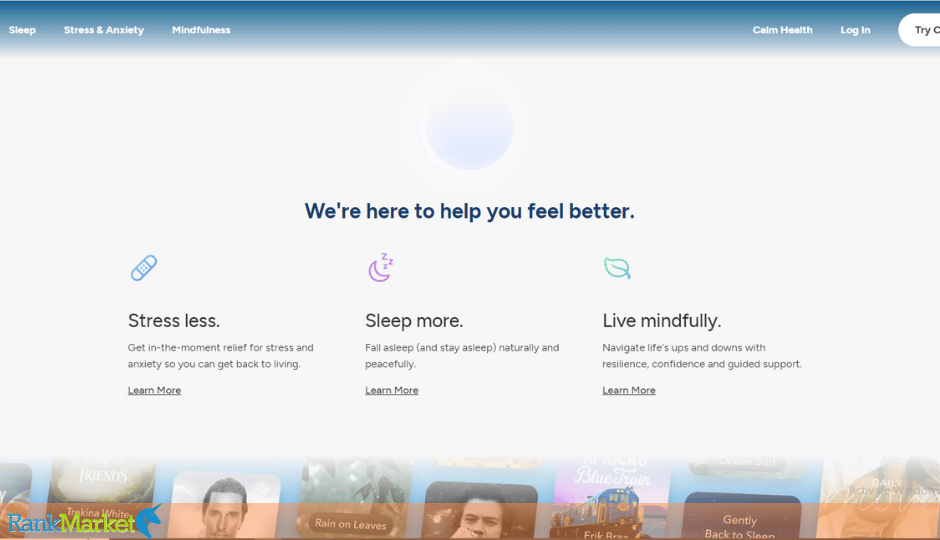 Calm Meditation And Sleep App Interface