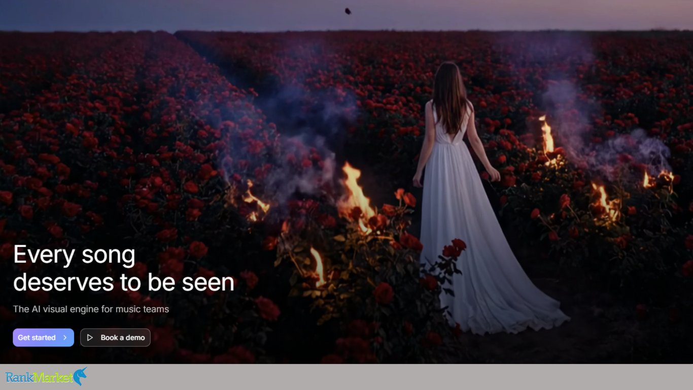 Dark-Cinematic-Website-Hero-Banner-Showing-A-Woman-In-A-White-Dress-Walking-Through-A-Burning-Rose-Field-With-The-Headline-Every-Song-Deserves-To-Be-Seen
