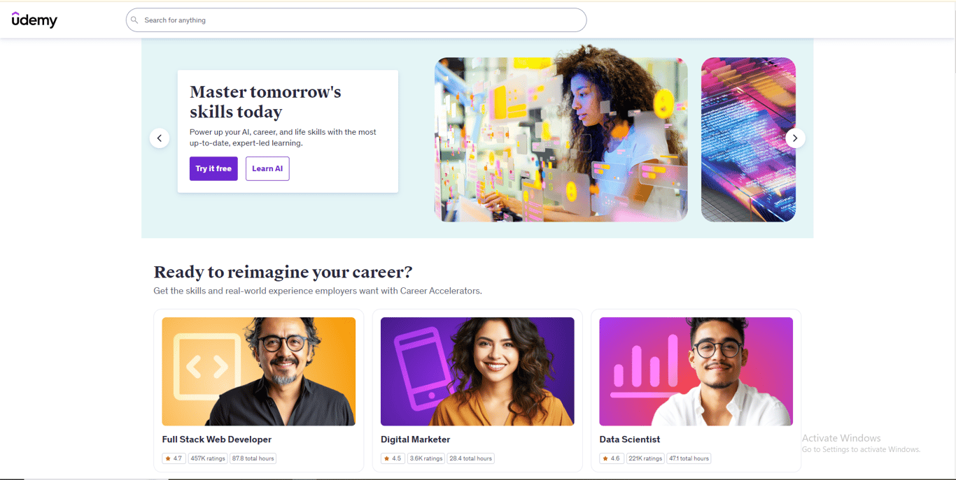 Udemy Business homepage