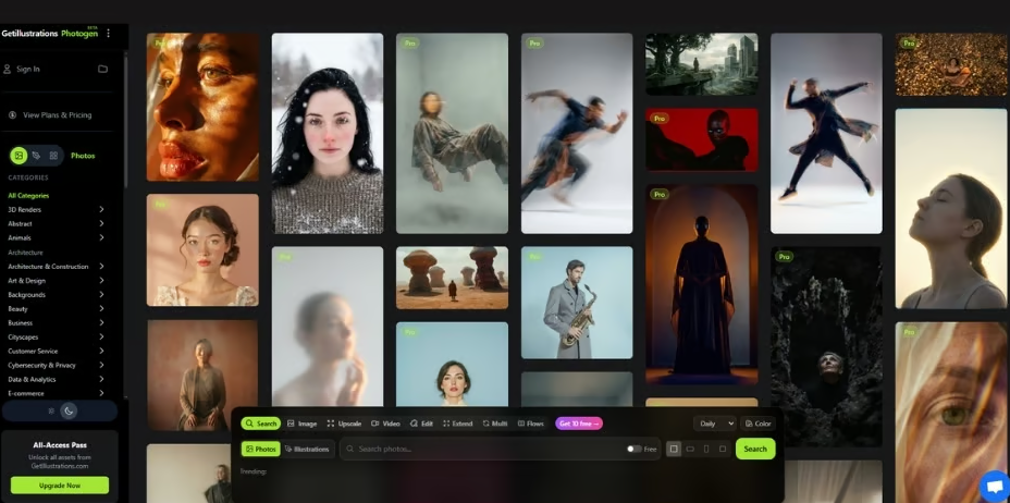Example GetIllustrations assets applied in modern UI and app interface designs