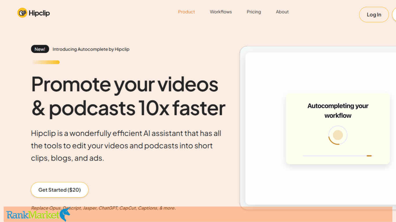 Hipclip Homepage Interface – Professional Ai Video Editing Tool
