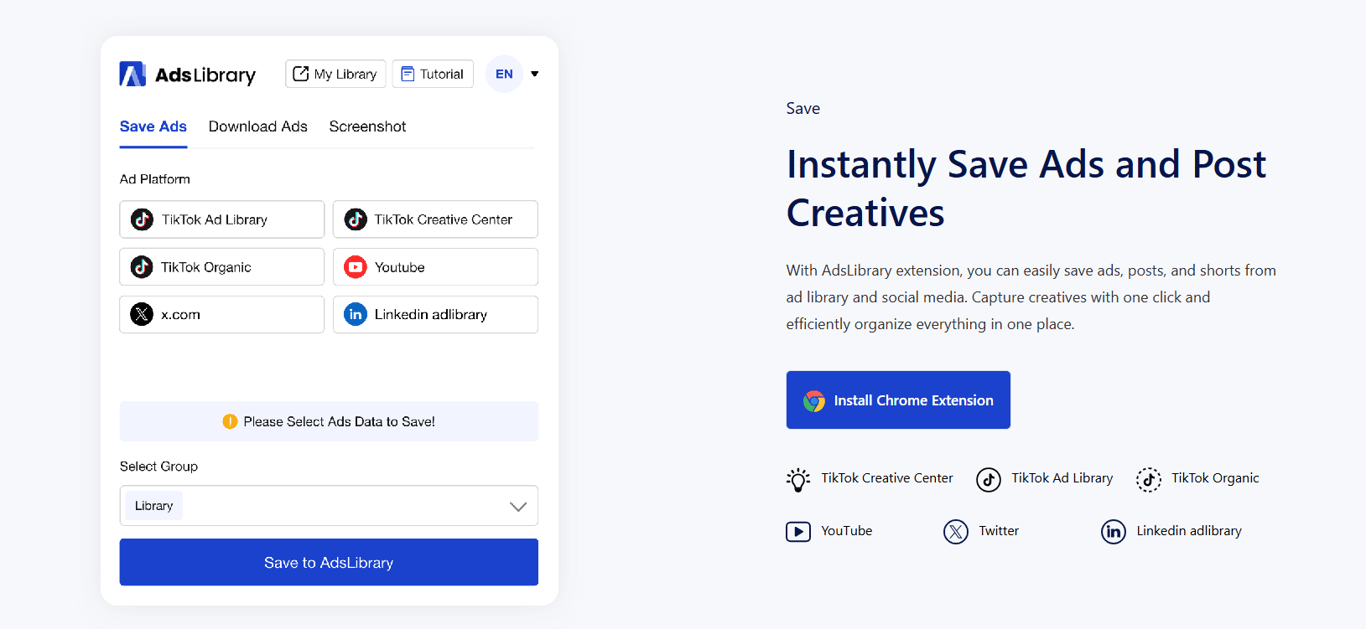 adslibrary-chrome-extension-interface-instantly-save-ads-and-post-creatives