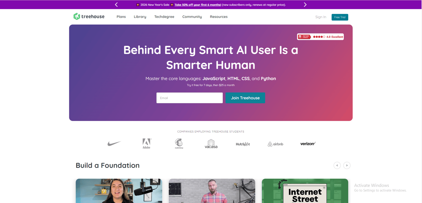 Treehouse online learning platform interface