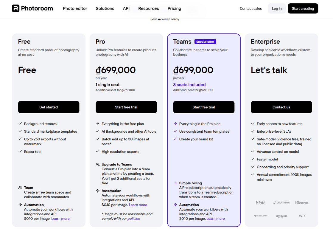 PhotoRoom Pro - pricing