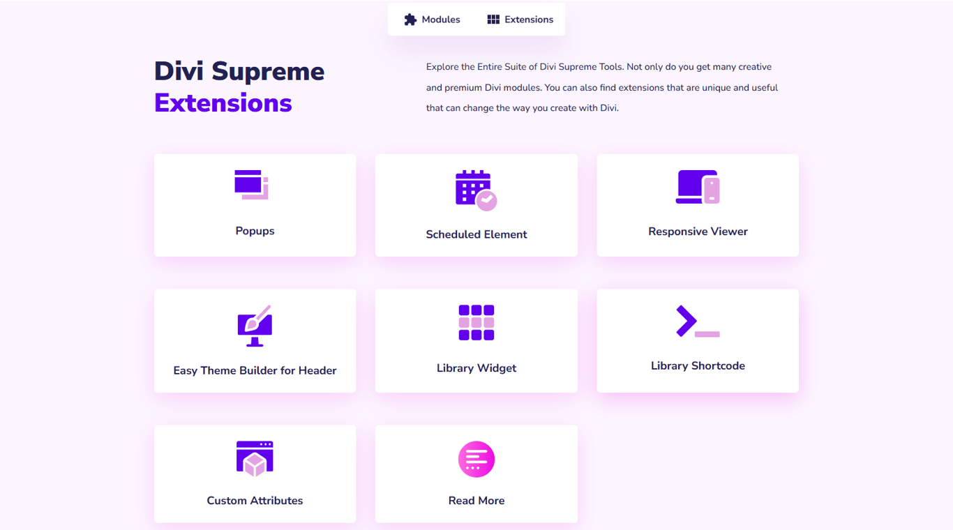 Divi Supreme extensions expanding Divi Builder functionality