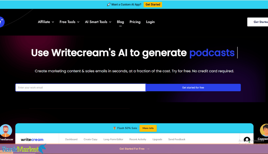 Writecream Homepage