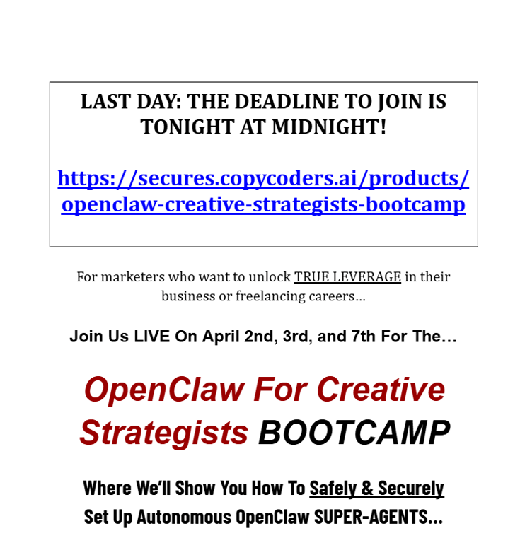 OpenClaw-for-creative-strategists-bootcamp-sales-page-banner-showing-autonomous-super-agents-setup-workflow