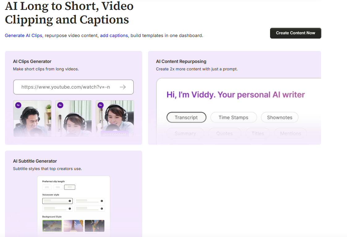 Workspace-view-of-AI-content-generator-modules-for-crafting-transcripts-shownotes-and-custom-burned-in-subtitles