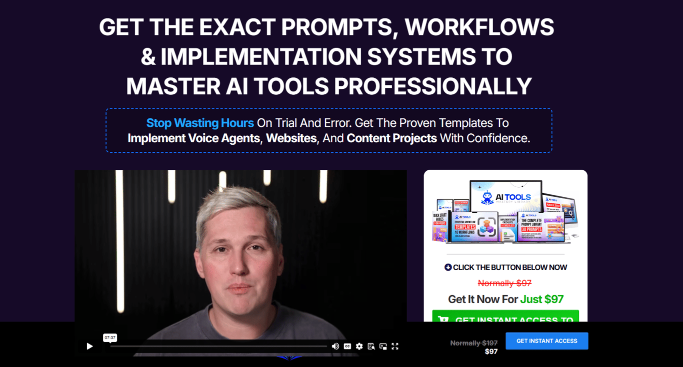 AI Tools Mastery Library dashboard with organized prompt systems workflow automation tools and intuitive interface for managing AI driven projects efficiently