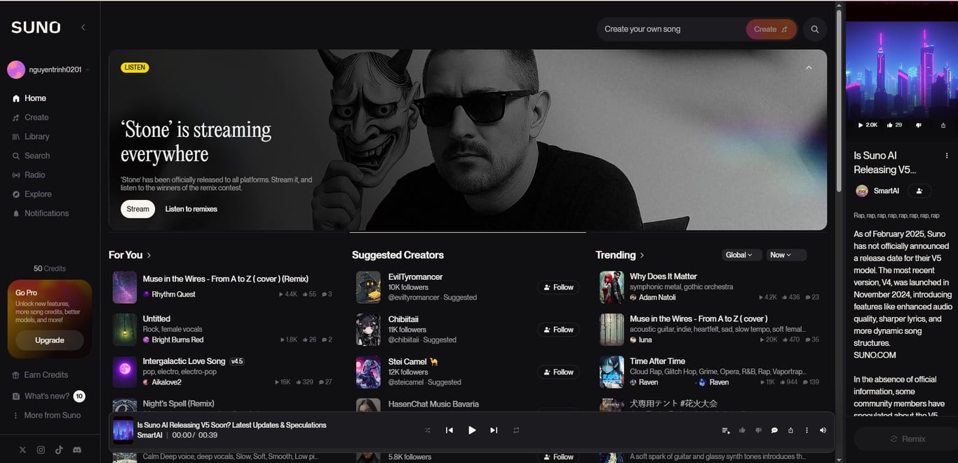 Suno AI Homepage