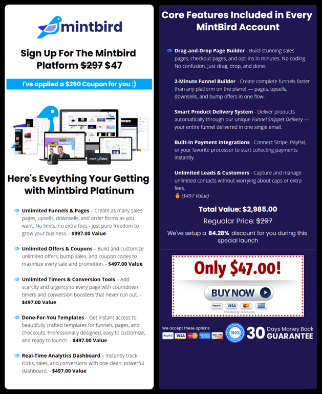 MintBird pricing