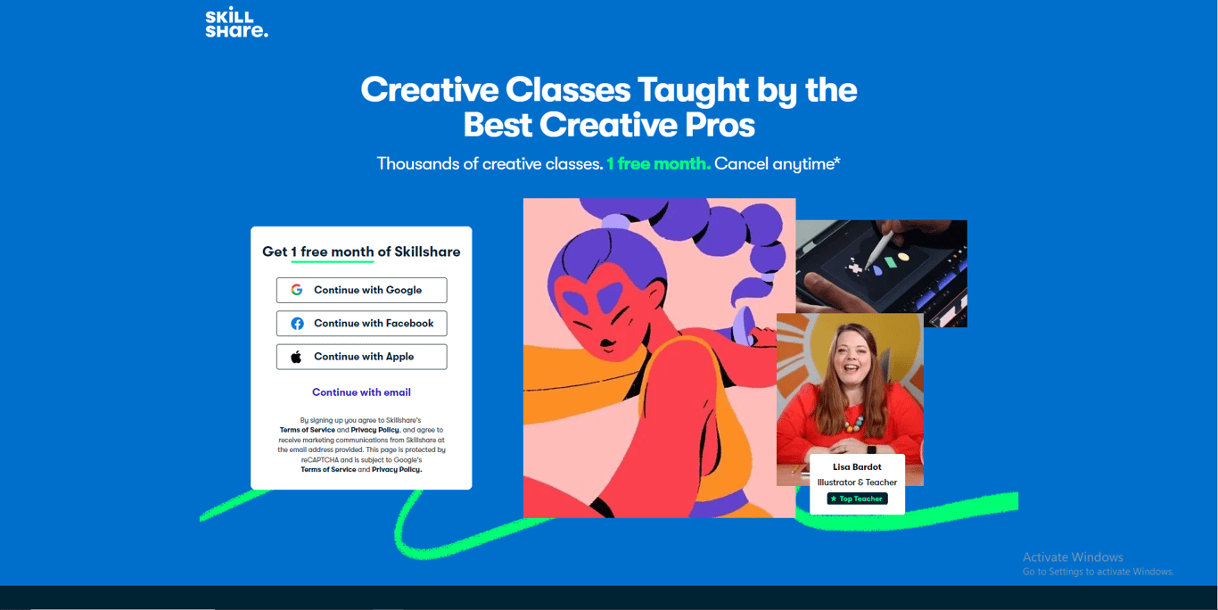 Skillshare homepage