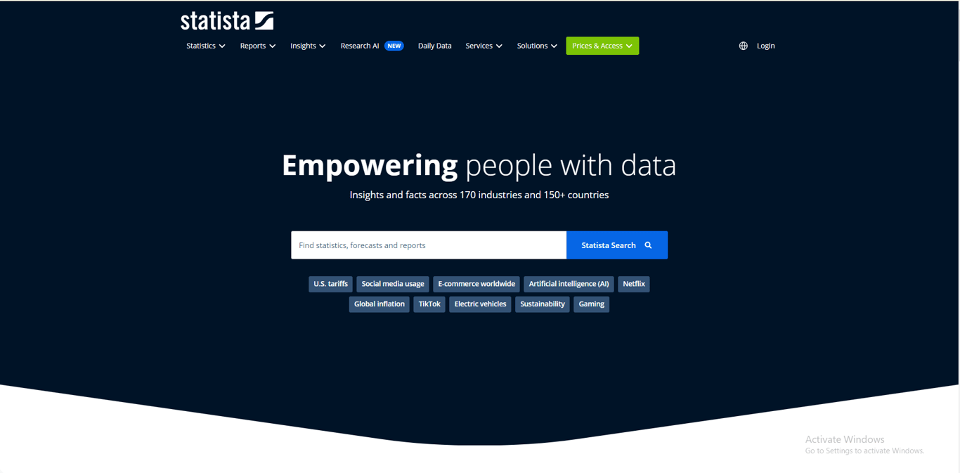 Statista homepage