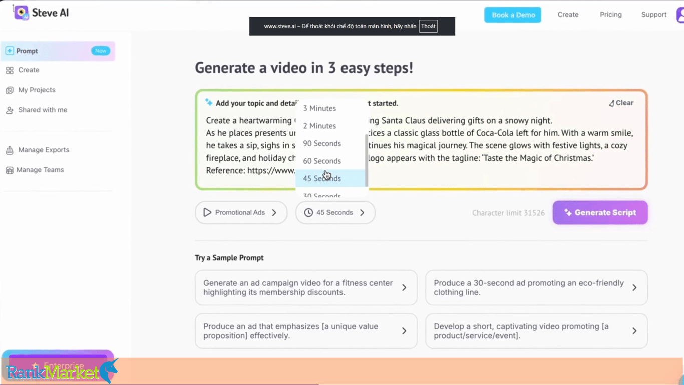 Steve Ai'S Text-To-Video Creation Feature.