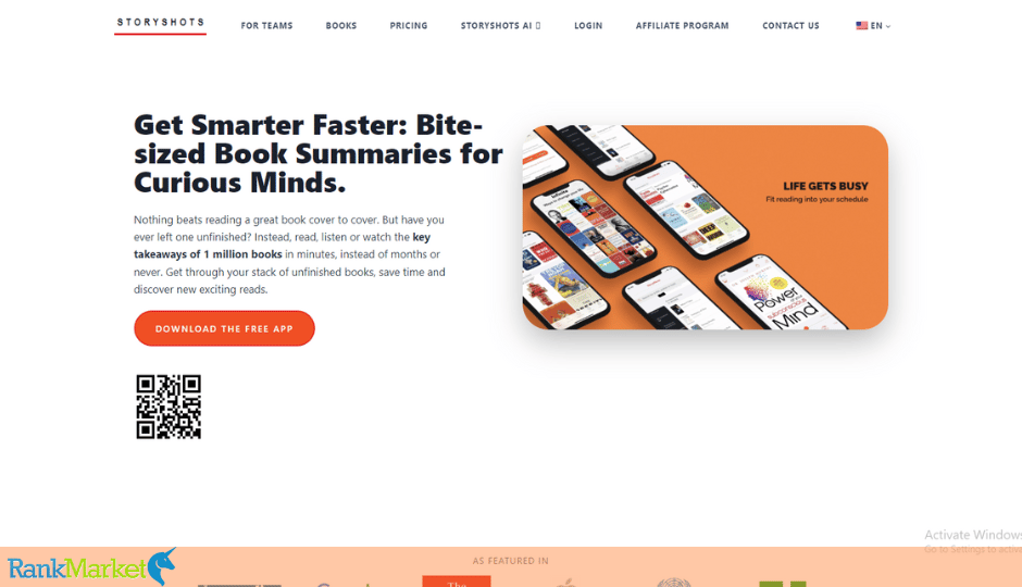 Storyshots Book Summary App Interface