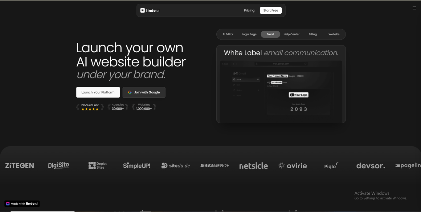 Lindo AI homepage