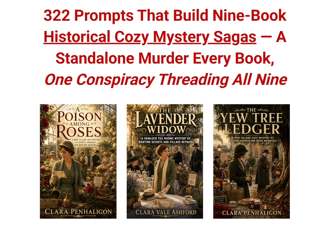 historical-cozy-mystery-sagas-prompts-banner-building-nine-book-series-with-standalone-murders