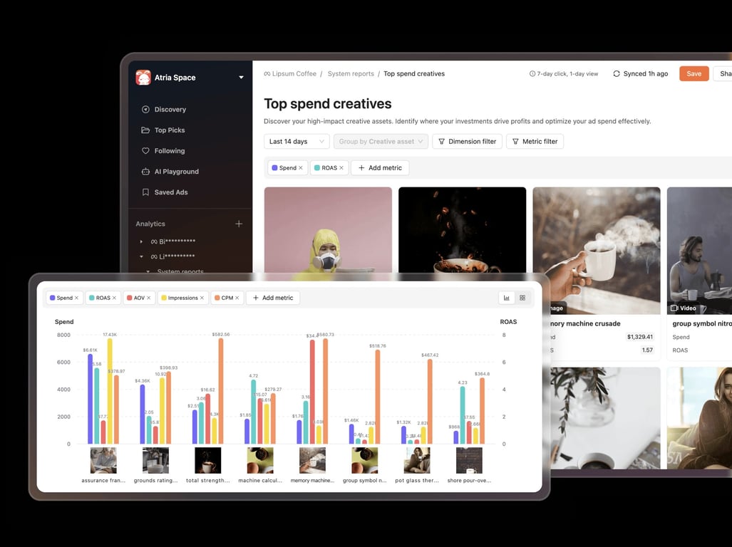 Atria's Ad Performance Analysis Report Interface.